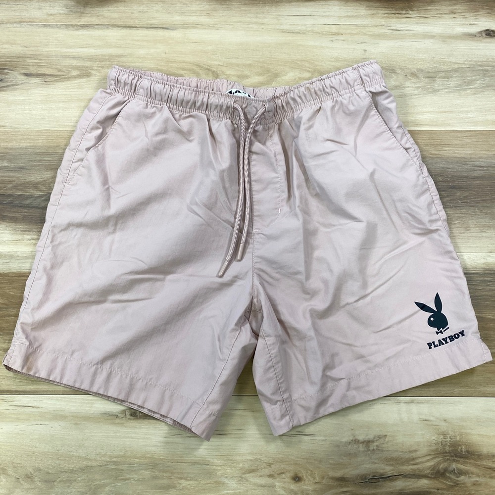 Playboy PacSun Nylon Shorts Mens Large Streetwear Bunny Logo Pink